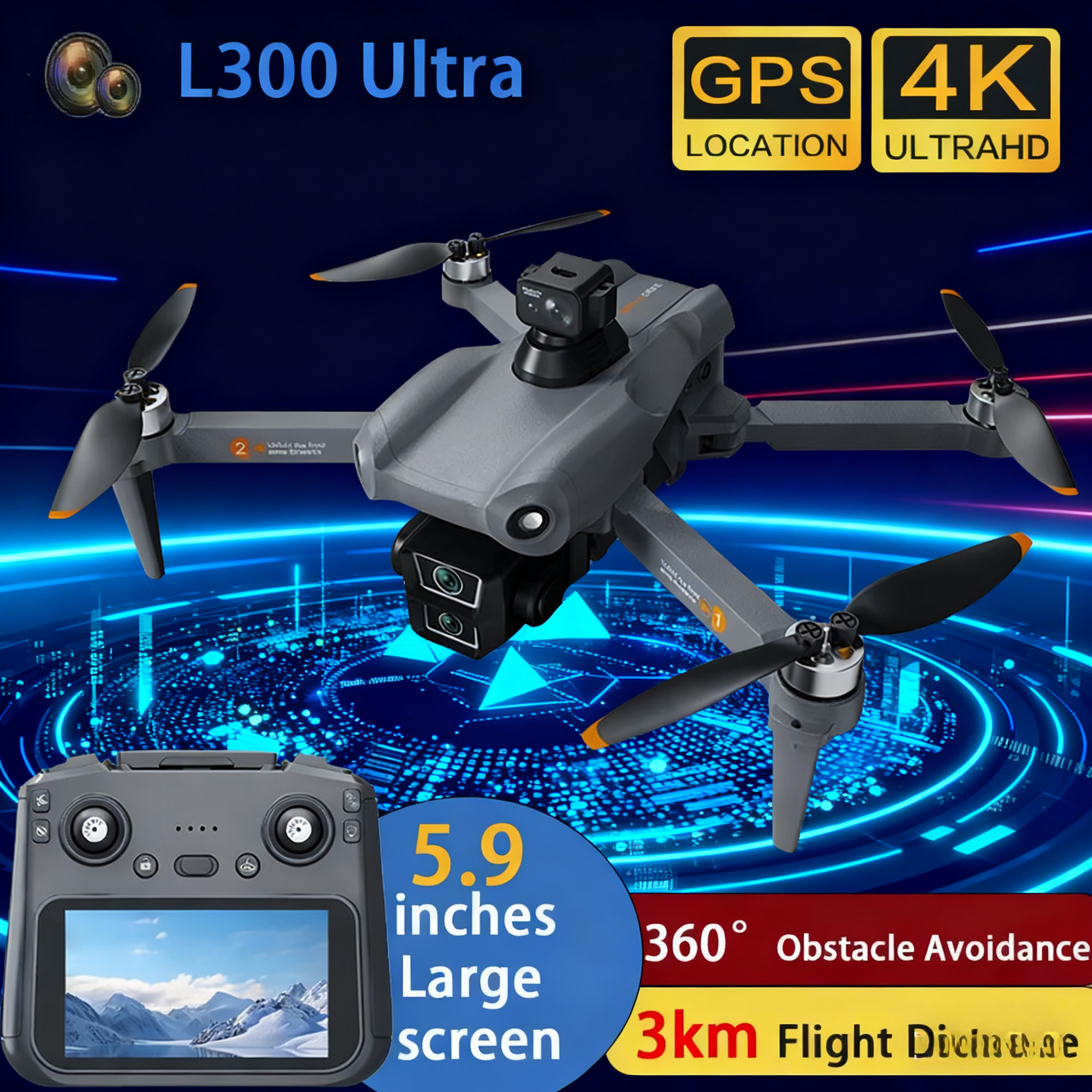 Drone Camera Wide Angle - L300 Ultra Drone Profissional 4K Grande